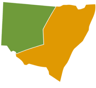 NSW map with Western region highlighted in green